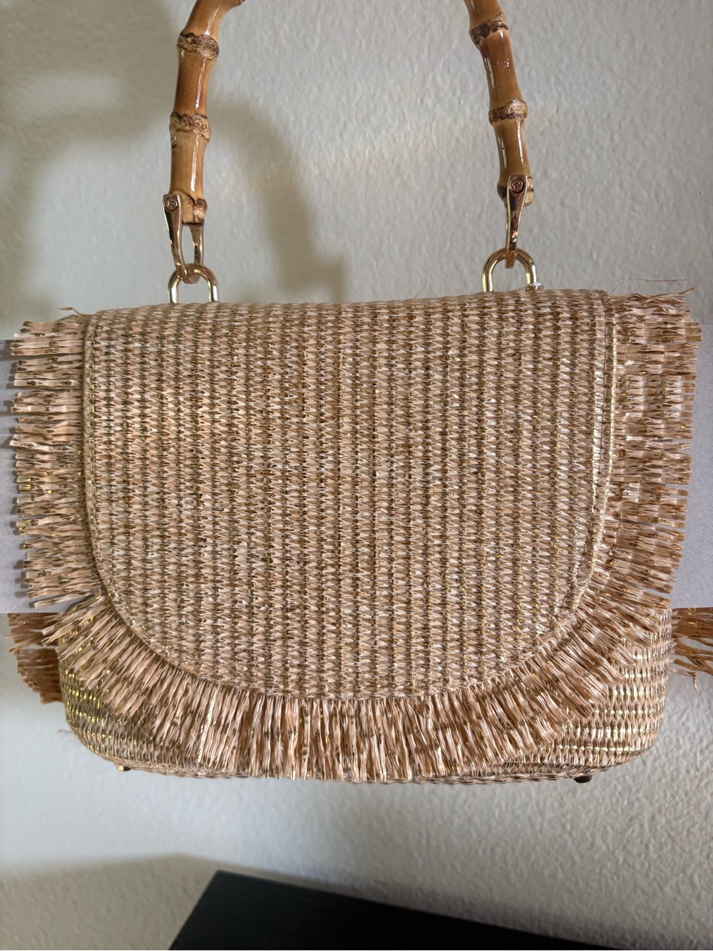 Tommy Bahama Straw Shoulder Bag with Bamboo Handle - Natural - Picture 7 of 9